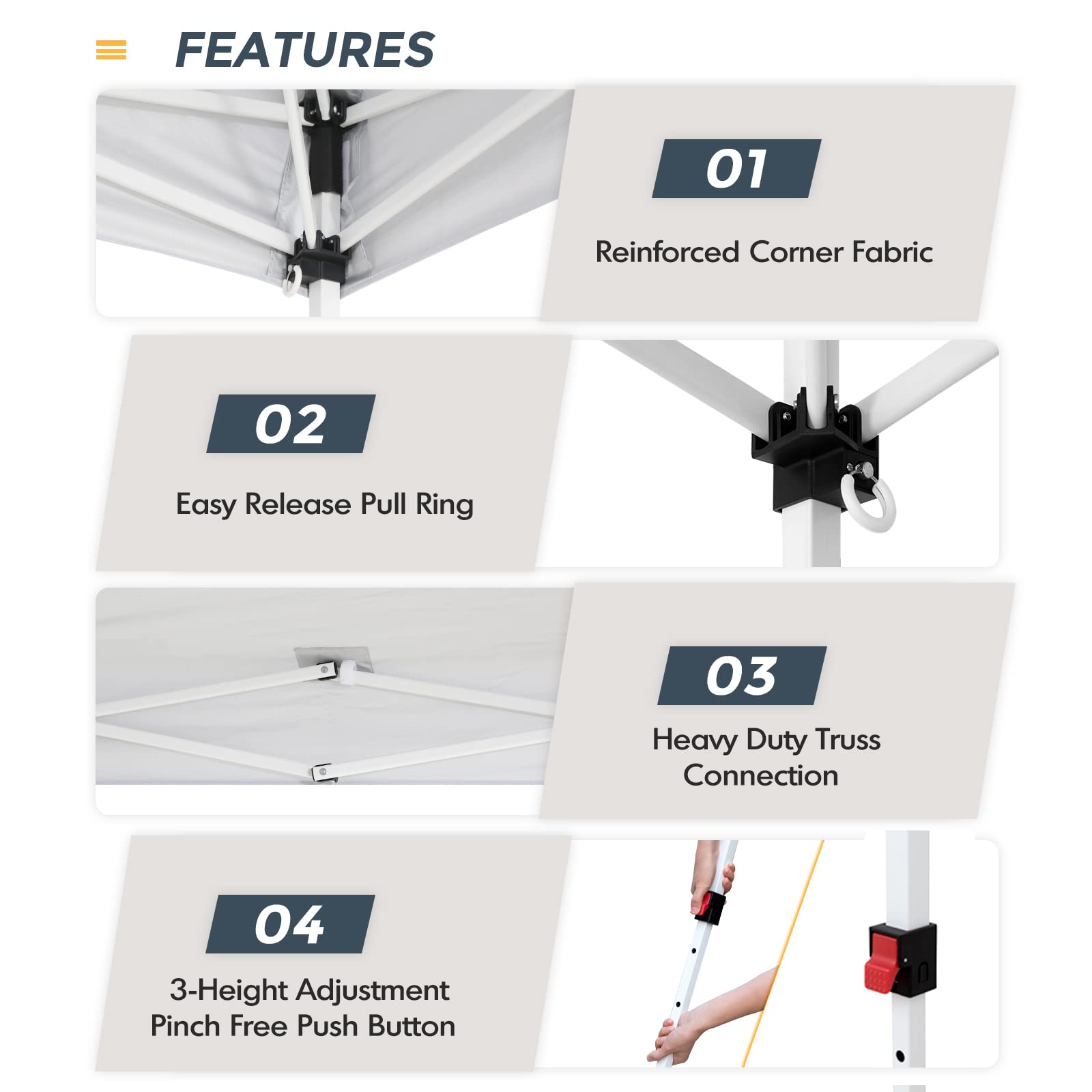 COOS BAY 10x10 Instant Pop Up Canopy Tent with Wheeled Bag, Easy Up Outdoor Sun Shelter for Beach, Camping, Sports Events & Parties, Blue - Image 3