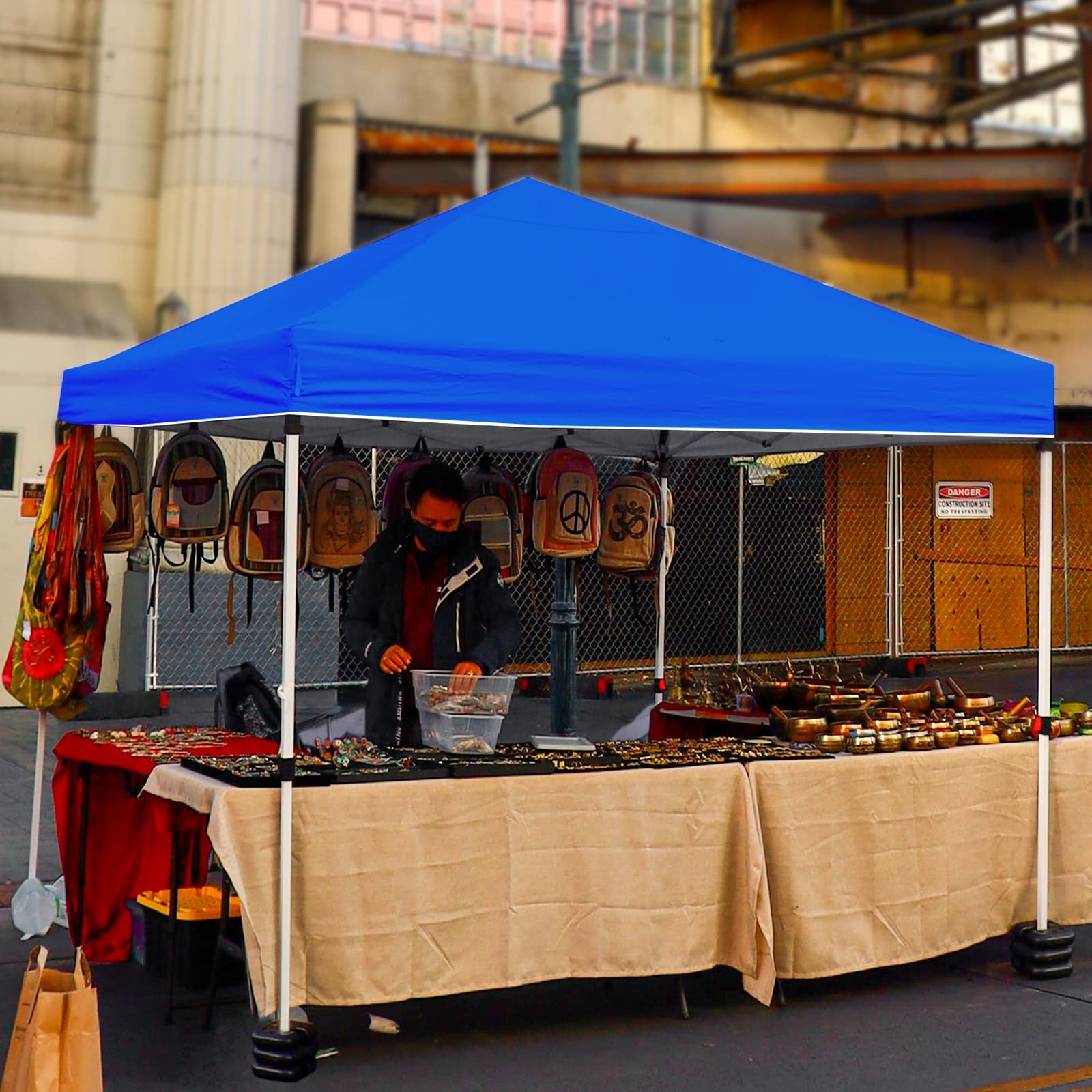 COOS BAY 10x10 Instant Pop Up Canopy Tent with Wheeled Bag, Easy Up Outdoor Sun Shelter for Beach, Camping, Sports Events & Parties, Blue - Image 5