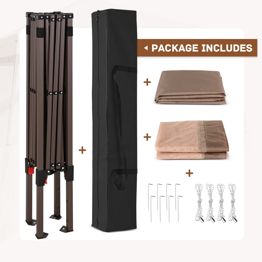 COOS BAY 10x10 Pop Up Canopy Tent with Screen Netting, Slant Leg Canopy with UPF 50+ UV Protection, 64 Sq Ft Shade, One Person Setup with Carry Bag, Beige - Image 7