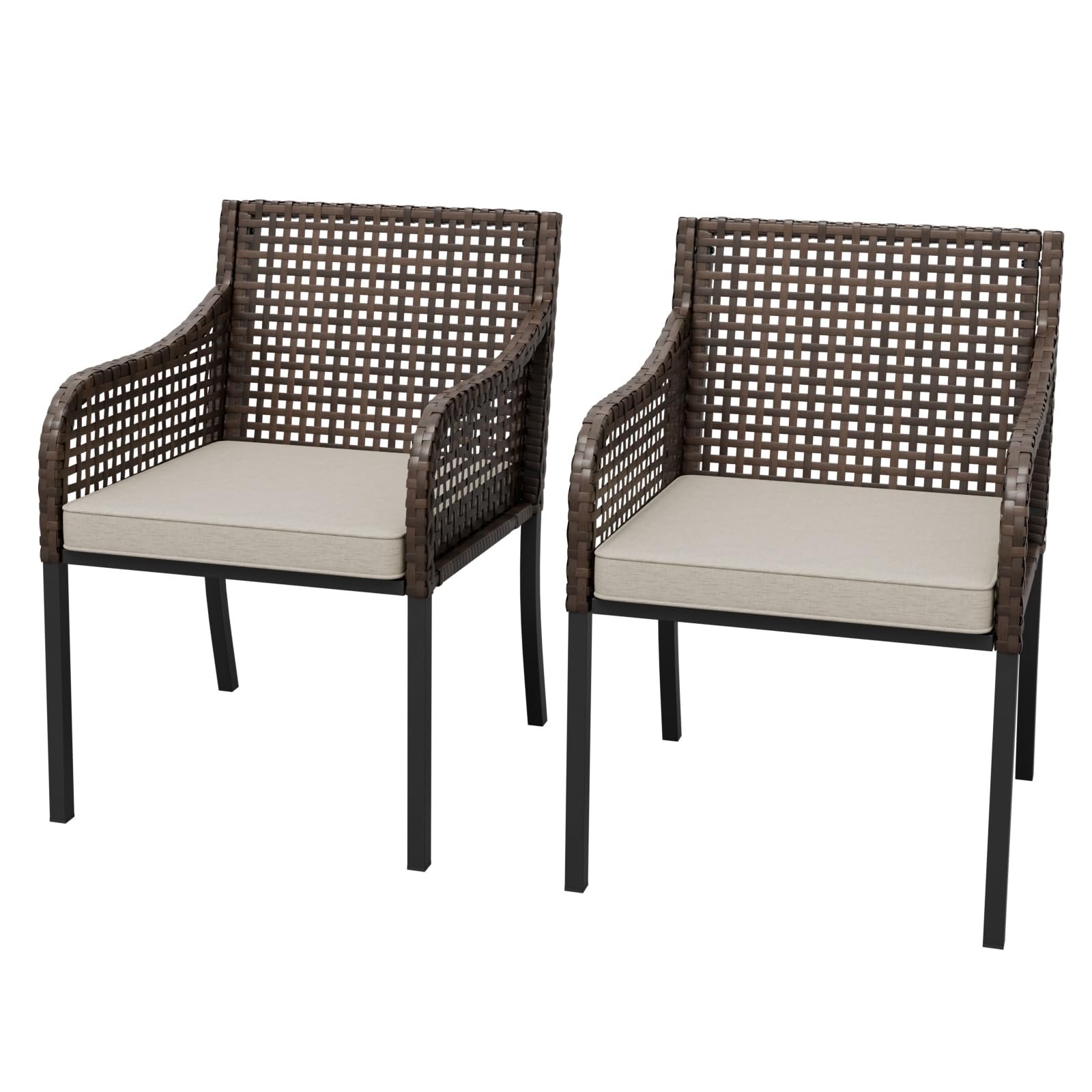 COOS BAY Echo Vibe Outdoor Dining Chairs with Seat Cushions, Patio Dining Chairs Set of 2, Wicker Outdoor Chair Set, Brown/Beige - Image 7