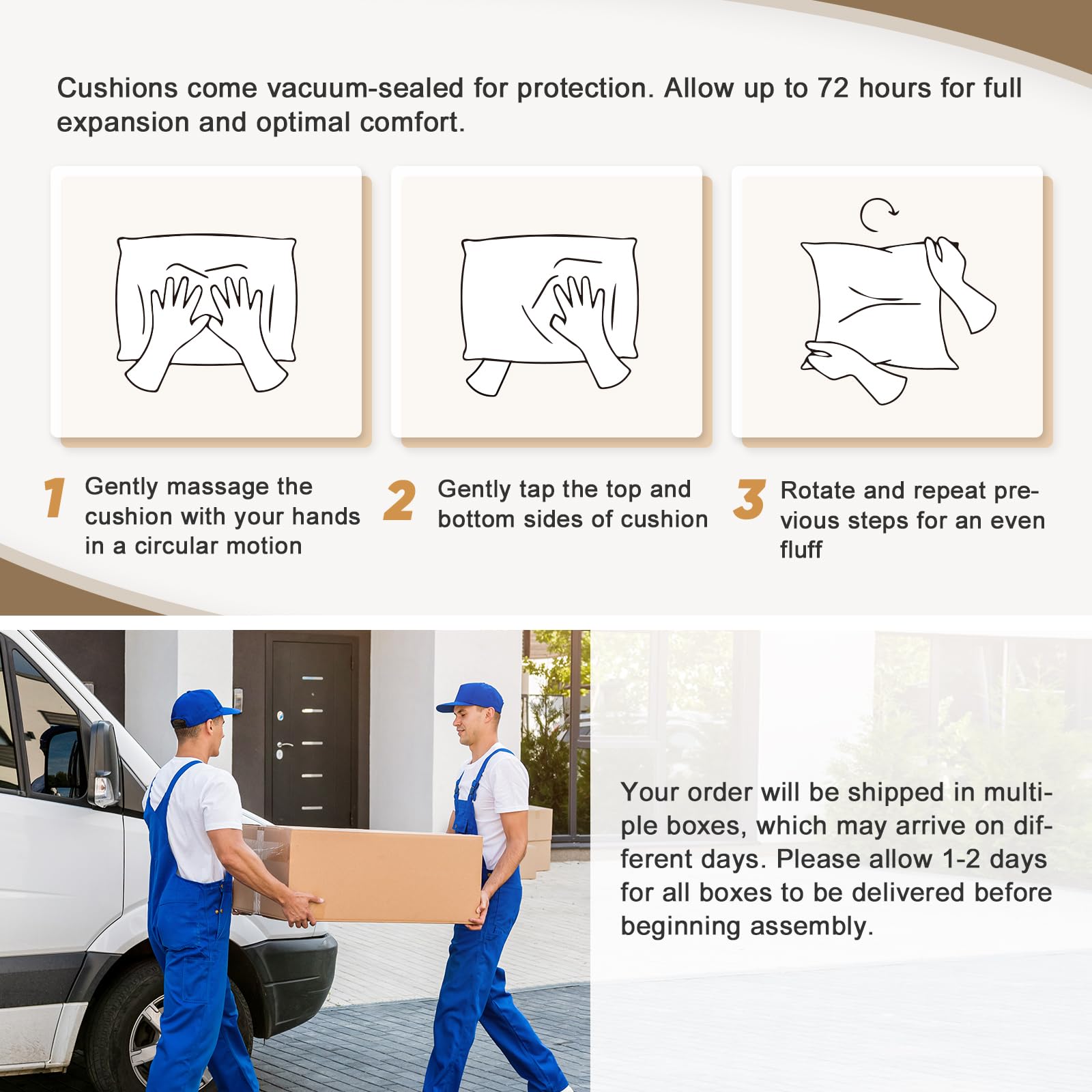 COOS BAY Modern Outdoor Bistro Set, 3 Piece Patio Wicker Table and Chairs Set with Patio Chairs & Side Table, 250 lbs Capacity per Chair, 3 Pieces, Brown/Gray - Image 8