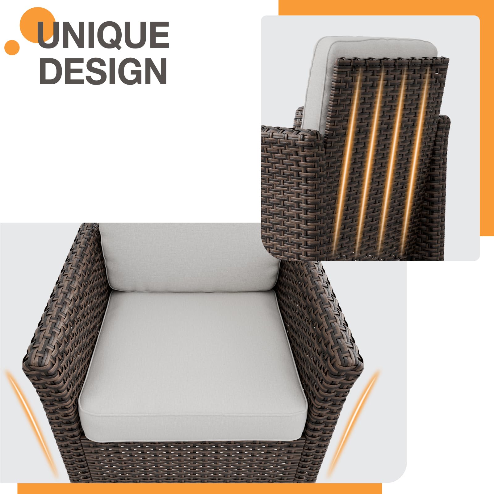 COOS BAY Harbor Retreat 4 Piece Outdoor Furniture Set, Patio Conversation Set with Patio Chairs and Ottomans, Wicker Furniture, Brown/Beige - Image 7