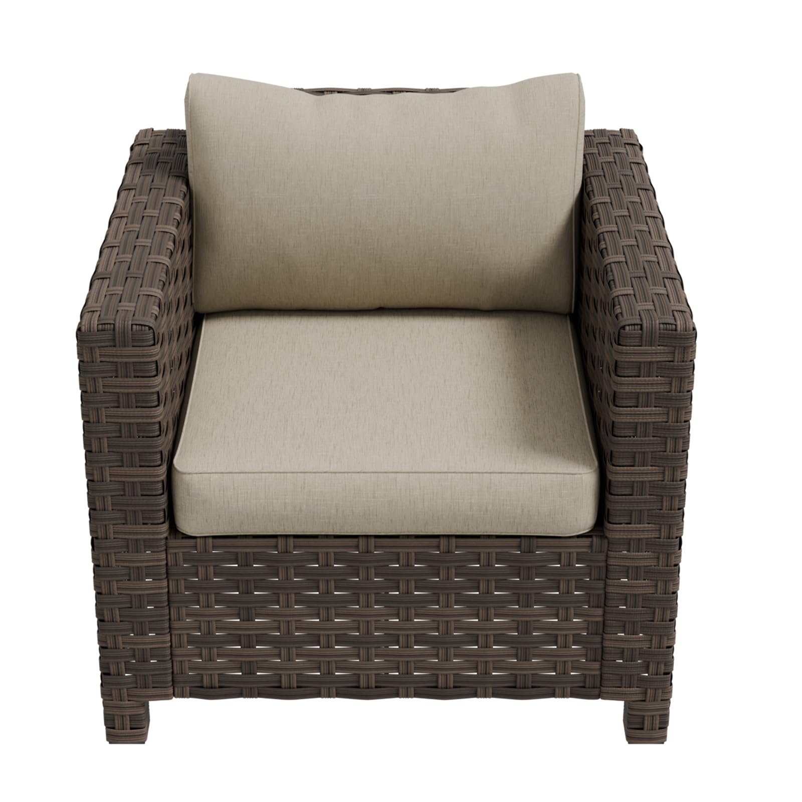 COOS BAY Lanai Chic Outdoor Chair, Deep Seating Patio Chair, Modern Outdoor Armchair, 1 Piece, Brown/Beige - Image 7