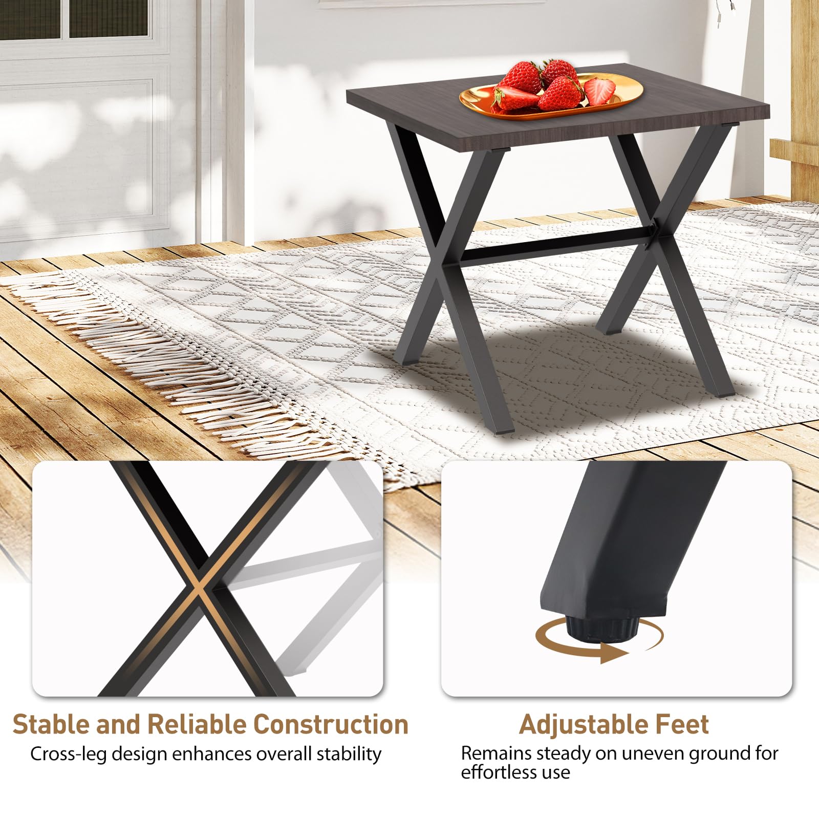 COOS BAY Lanai Chic Outdoor Side Table, Square Patio End Table, Outdoor Metal Coffee Table for Balcony, Deck, Garden, Black - Image 5