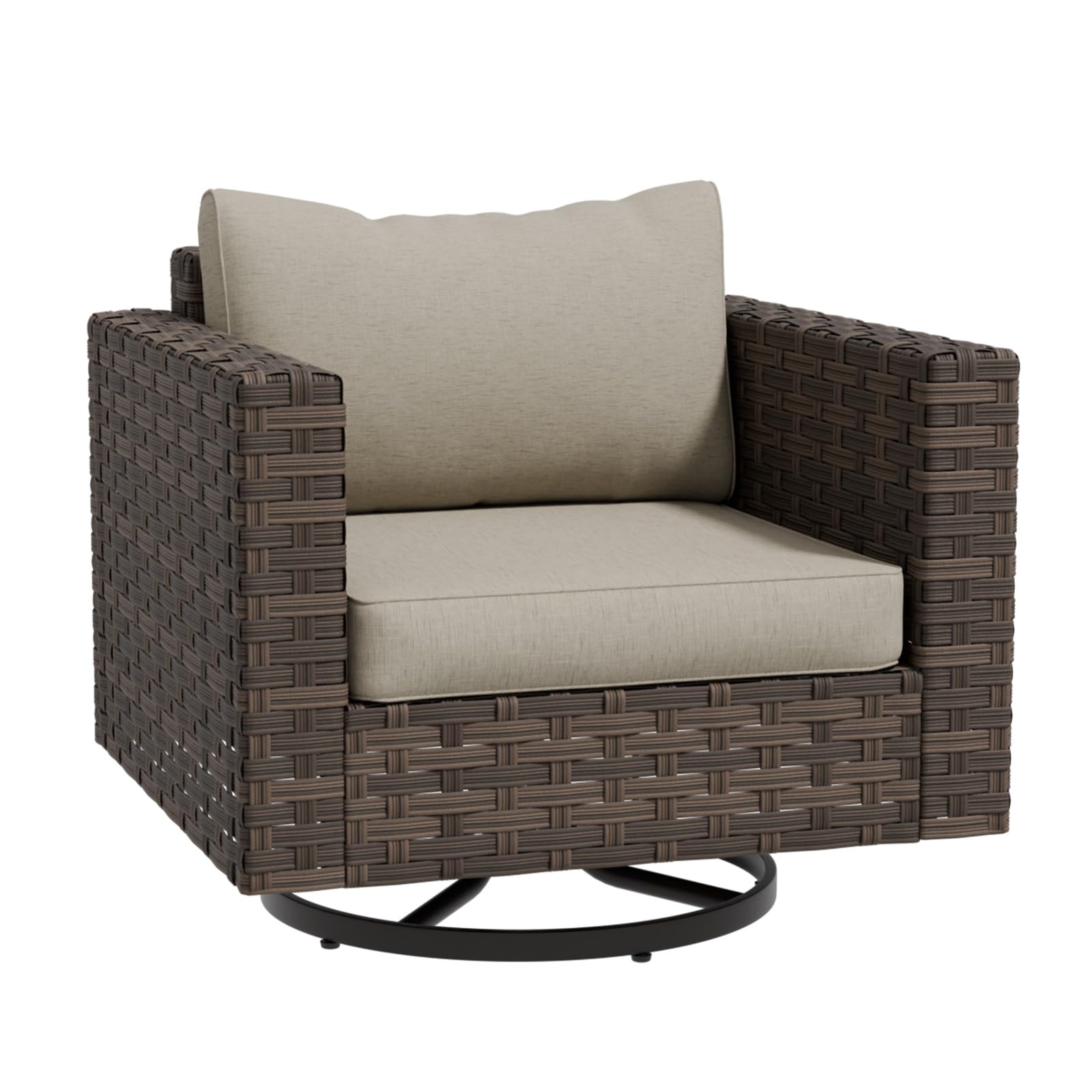 COOS BAY Lanai Chic Outdoor Swivel Rocking Chair, Patio Rocking Chair Set of 1, Deep Seat Patio Chair, Brown/Beige - Image 8