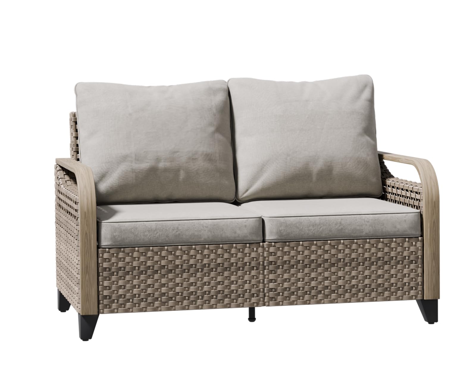 COOS BAY Modern Wicker Outdoor Sofa, 2 Seat Patio Loveseat with Cushions, Outdoor Furniture for Garden, Backyard, Deck, 500 lbs Capacity, Brown/Gray - Image 9