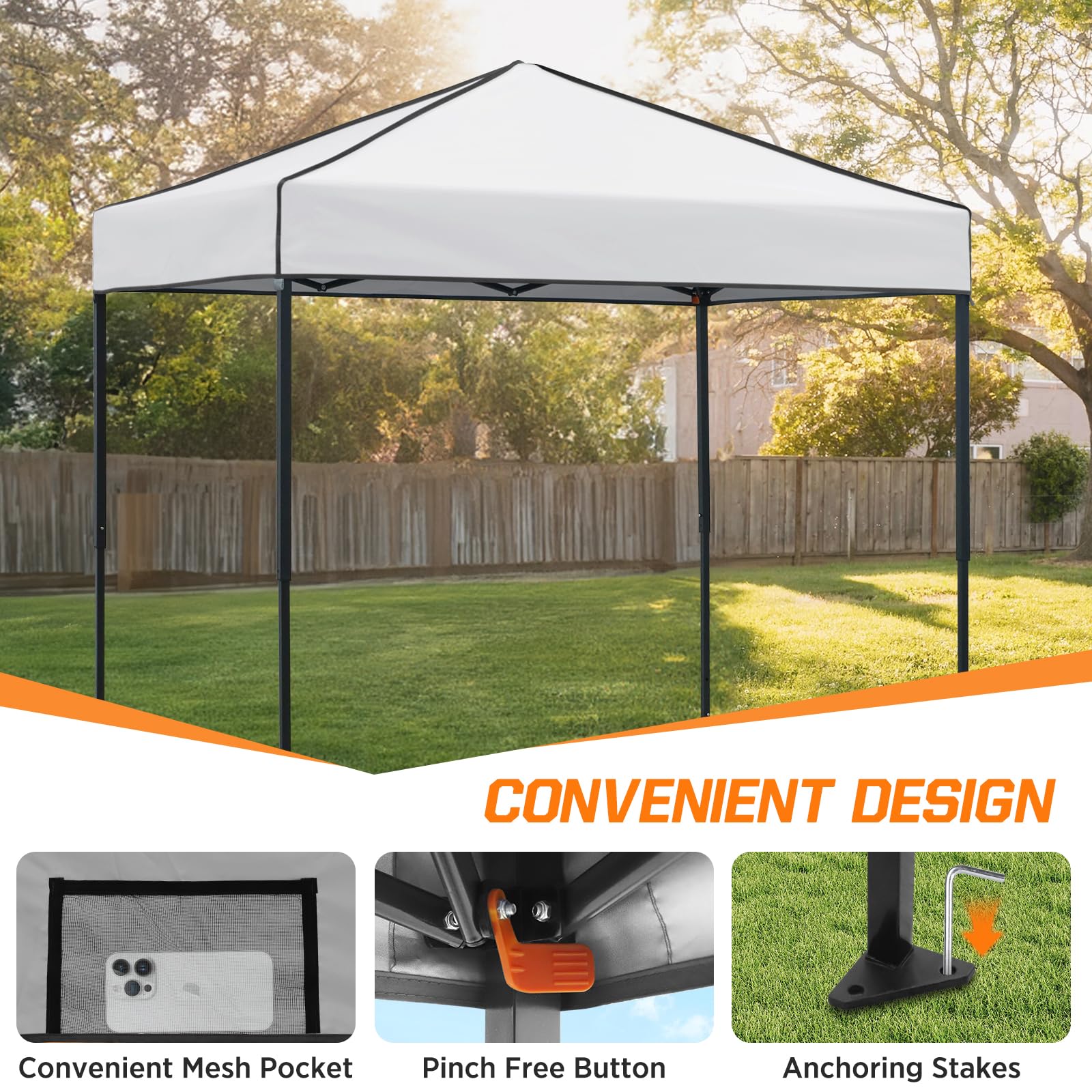 COOS BAY Pop Up Canopy Tent 6x4, Instant Setup Lightweight Portable Shelter with Carry Bag for Beach, Camping, Patios, White - Image 6