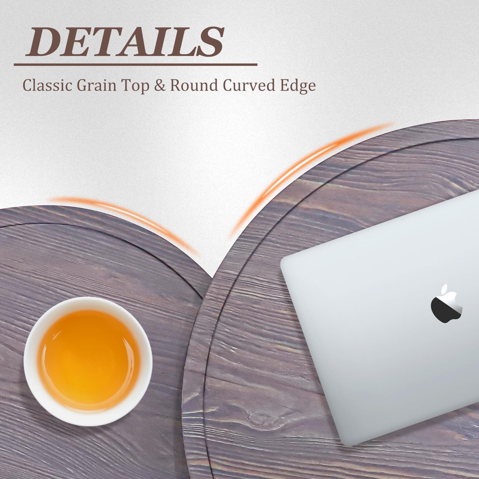 COOS BAY Sand Dune Modern Nesting Coffee Table Set of 2, Round Patio Wood Grain Side Tables, Outdoor Small End Tables, Brown - Image 6